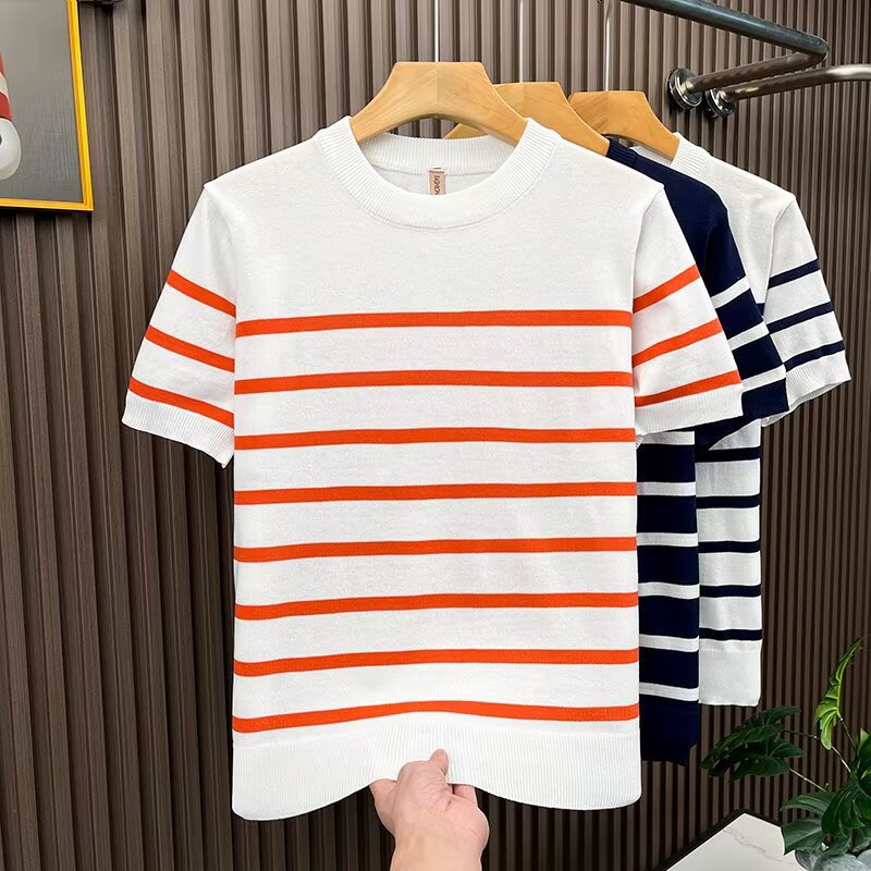 T-shirt à manches courtes rayé pour hommes