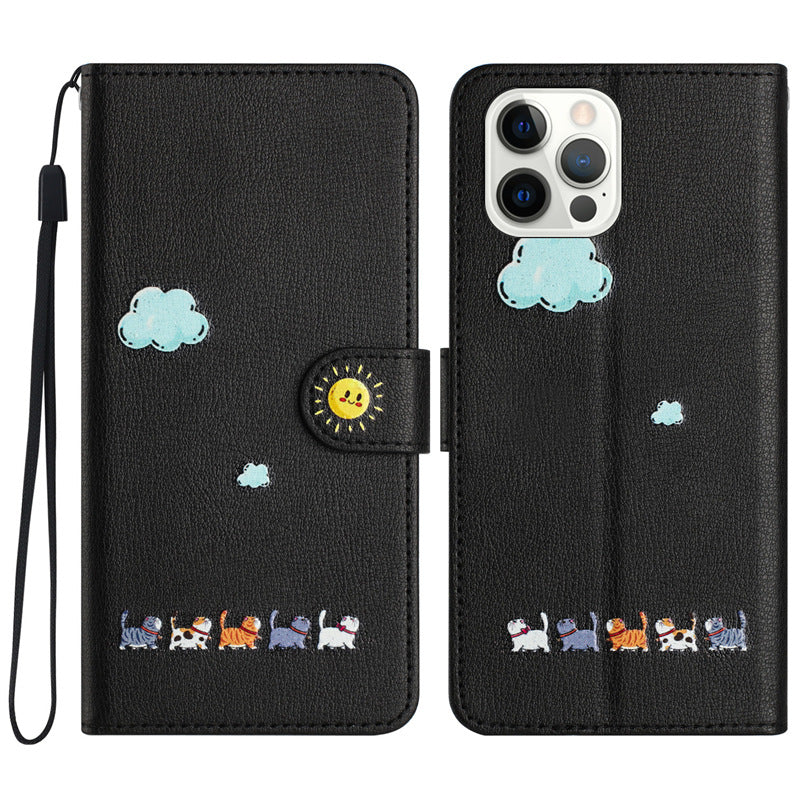 Fashion Cartoon Peint Cover Flip Card Holder