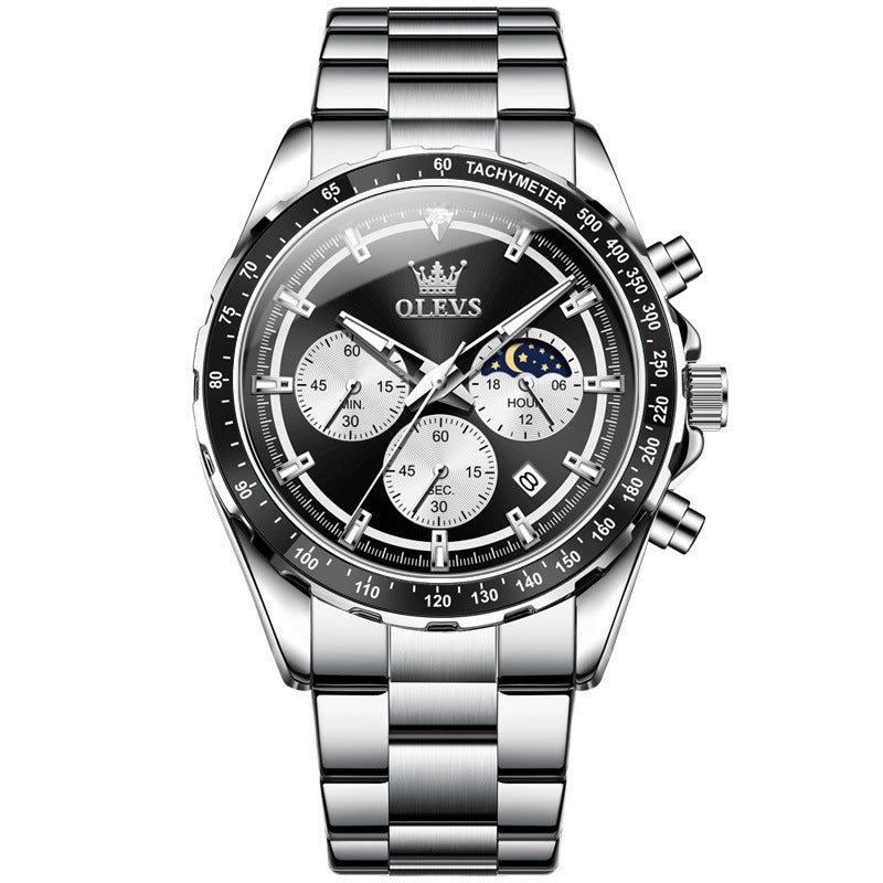 Multi-fonction sport Quartz hommes automatique montre bracelet en acier