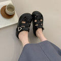 Sandales romaines Solées Été Épaisse pour les femmes Été Coupe polyvalent Baotou demi-chaussons Wi