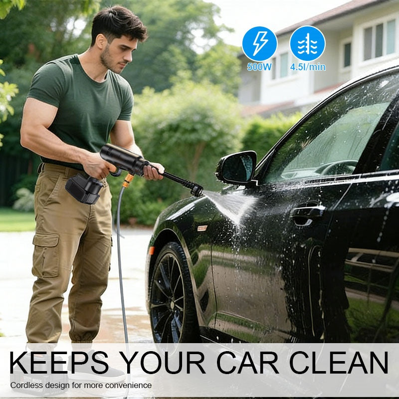 Machine à laver la voiture sans fil 6-en-1 portable avec 2 piles et seau pliant pour plancher de voiture C