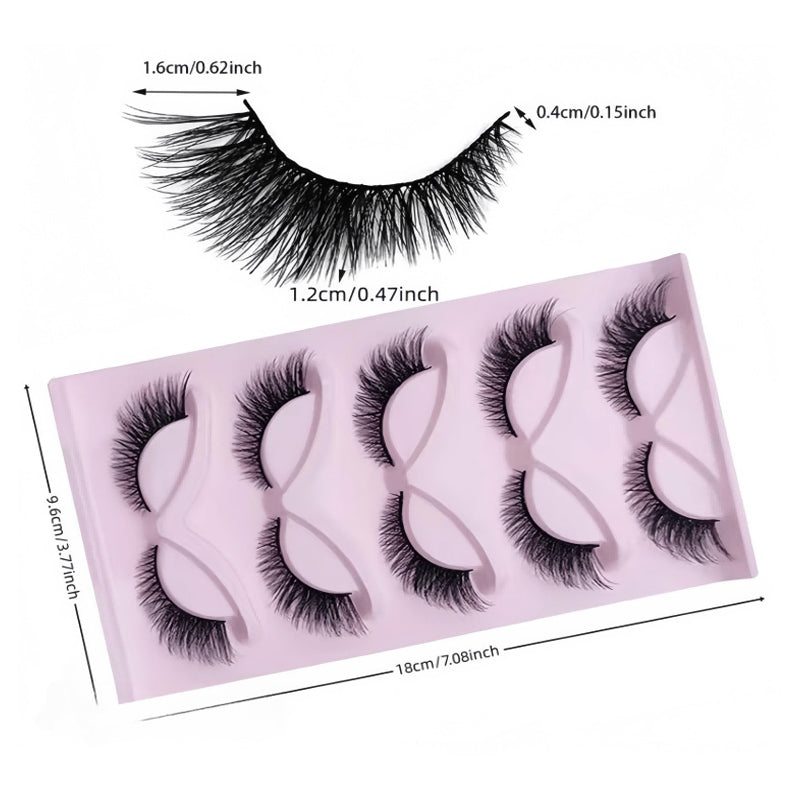 15Paires Chat Cils oculaires 3D naturel faux cils Fluffy Soft Cross Bande claire Cils Mang