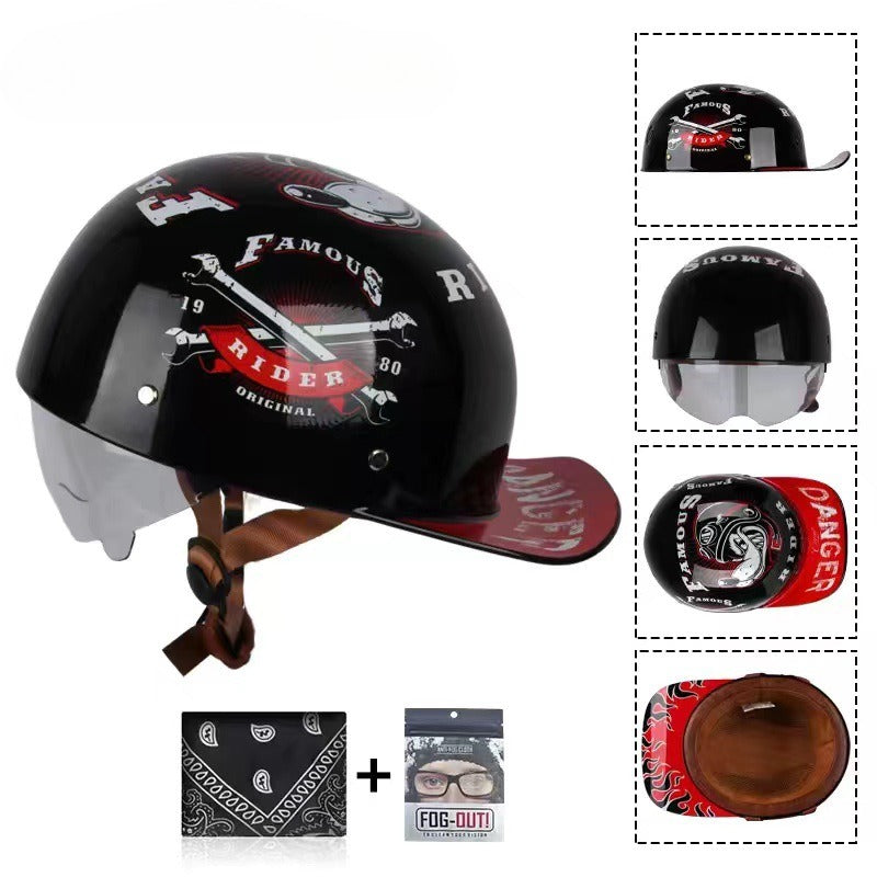 Casque de moto rétro imprimé créatif maison