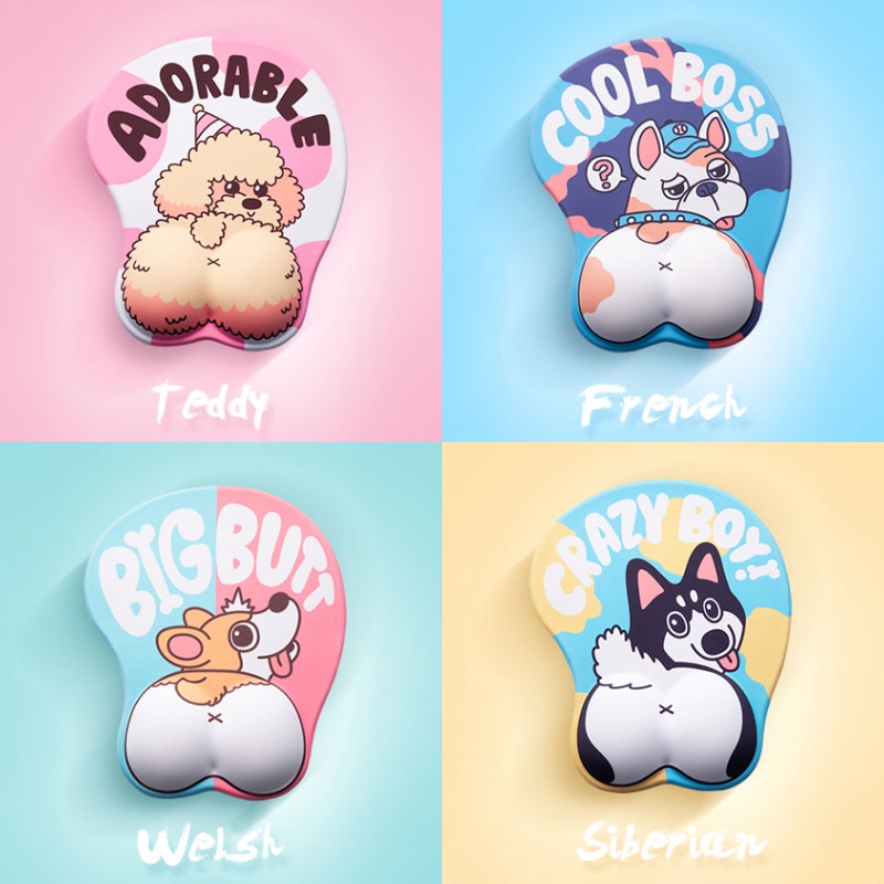 Creative mignon simple corgi cul 3D tapis de souris