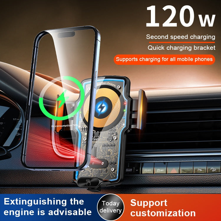 Support de téléphone de voiture sans fil transparent à charge rapide