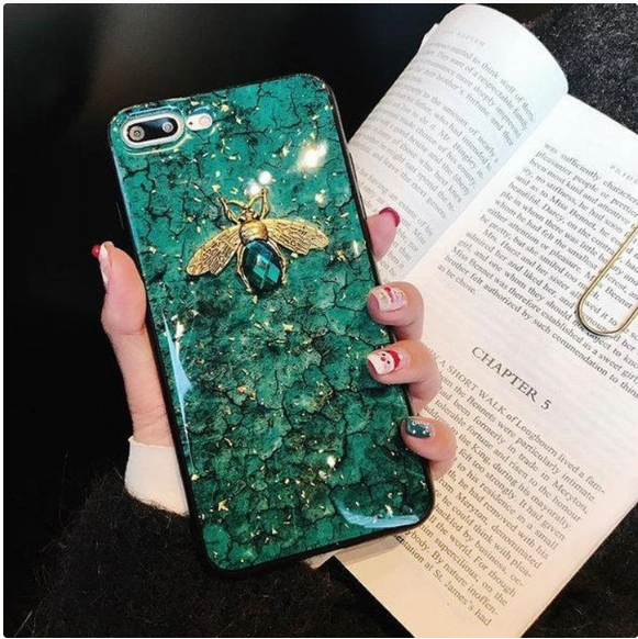 Boîtier de téléphone d'abeille en marbre