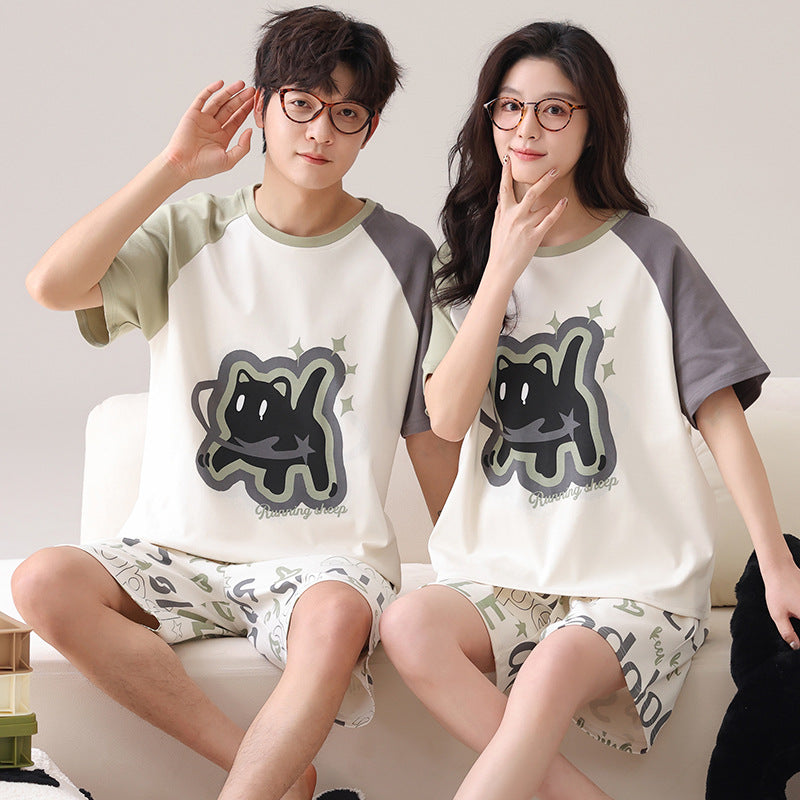Port d'extérieur Loose Short à manches courtes Couple Pajamas