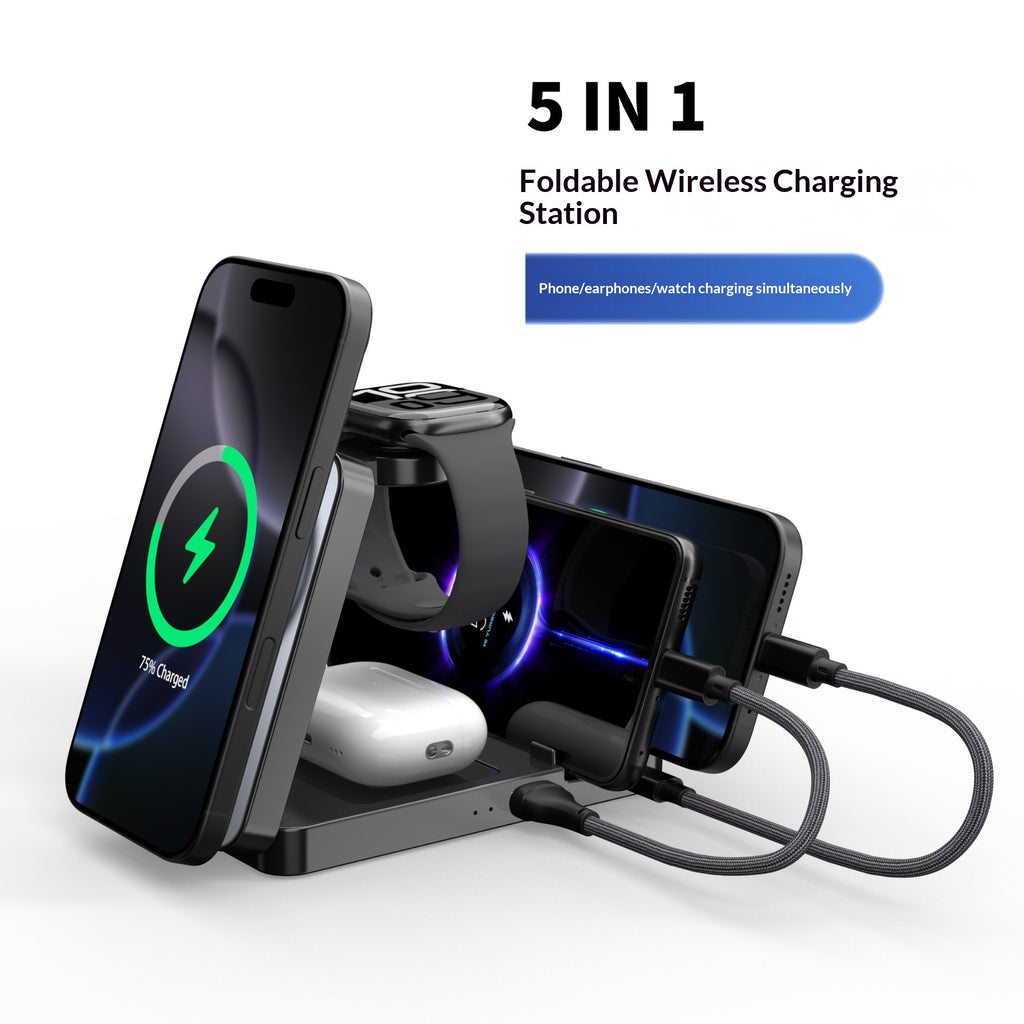 5-en-1 Station de recharge sans fil multifonctionnelle avec support magnétique pliable pour votre