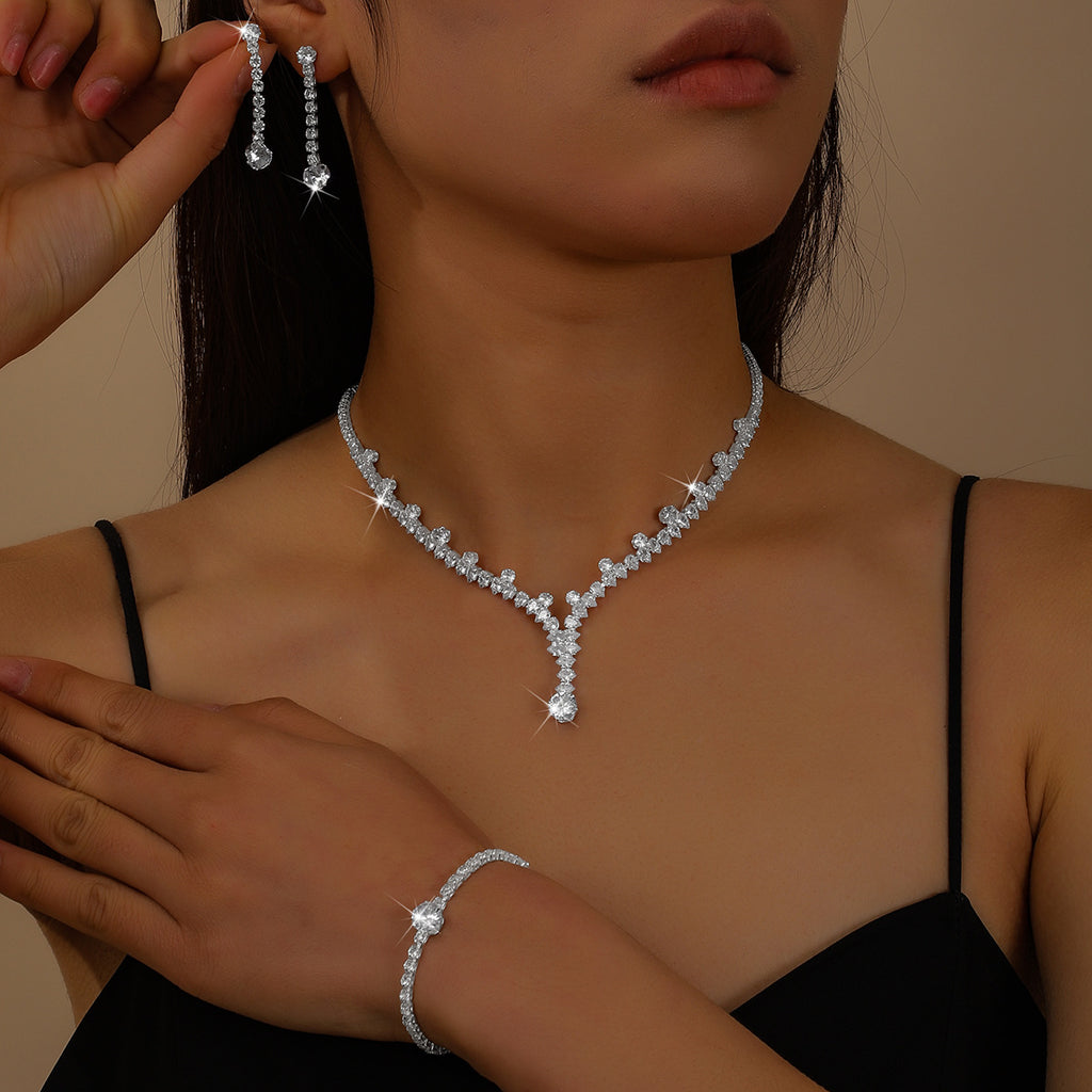 Ensemble de bijoux en Strass à goutte d'eau pétillante
