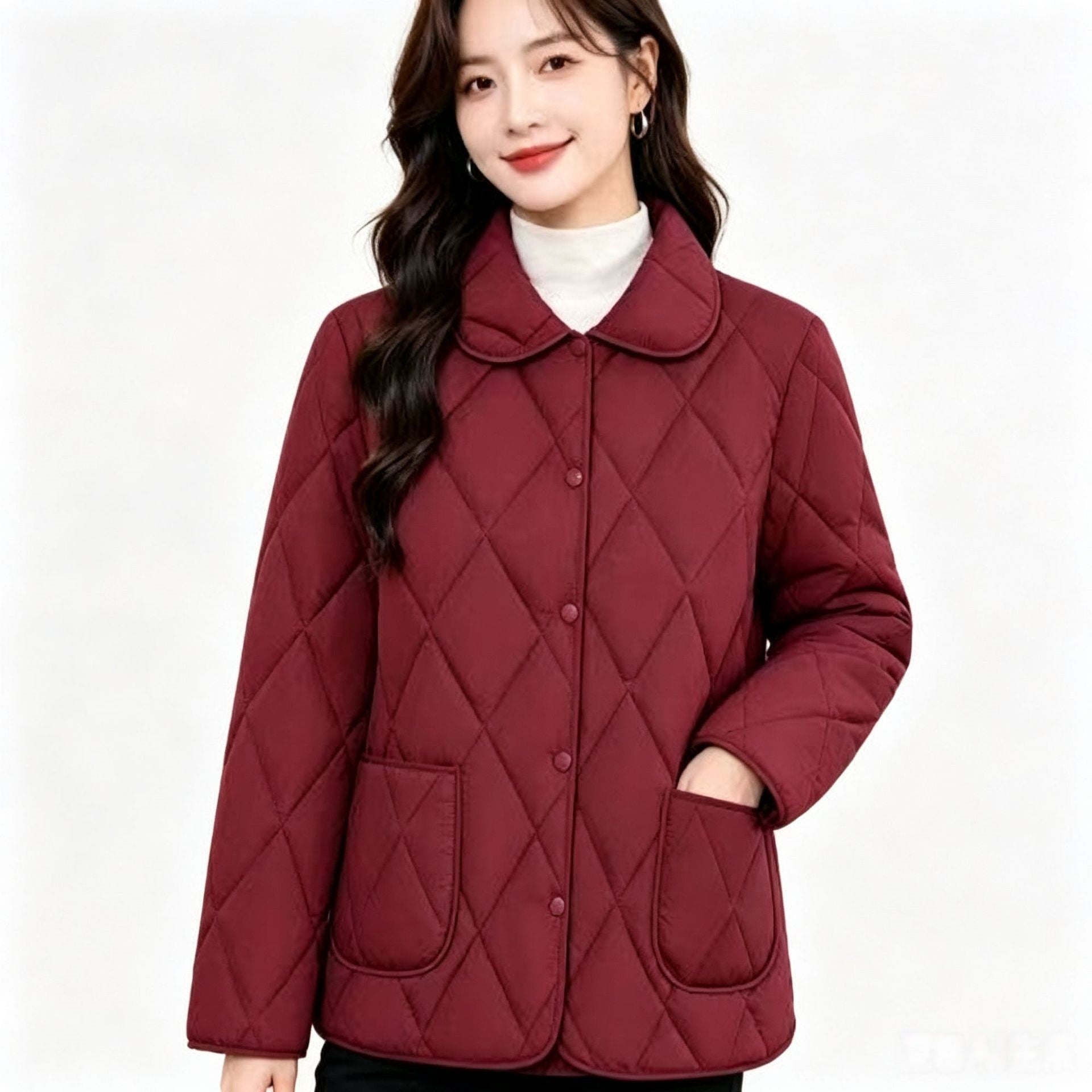 Manteau rembourré en coton avec un motif diamant pour mamans
