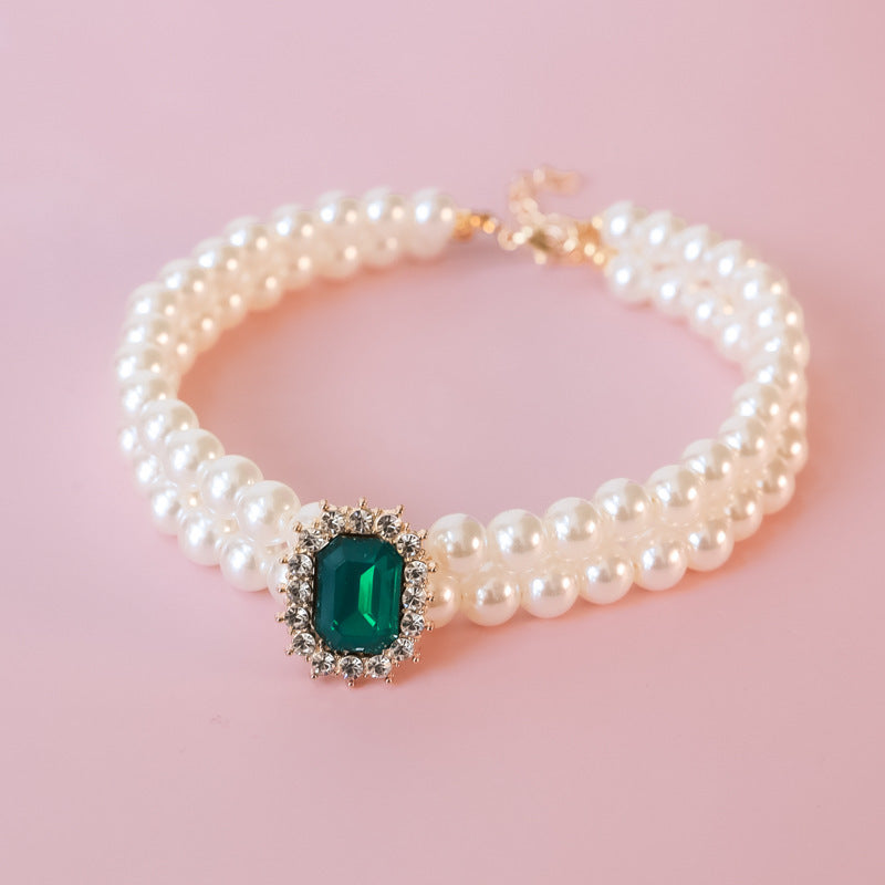 Perle Double brin de strass haut de gamme Lumineux bijoux accessoires pour chiens
