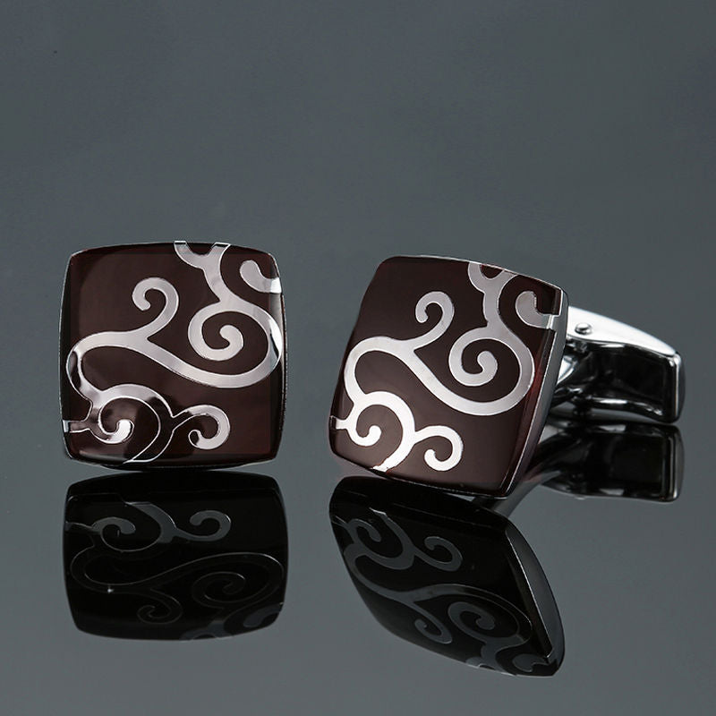 Rose d'herbe Or et Argent Motif Boutons de manchette