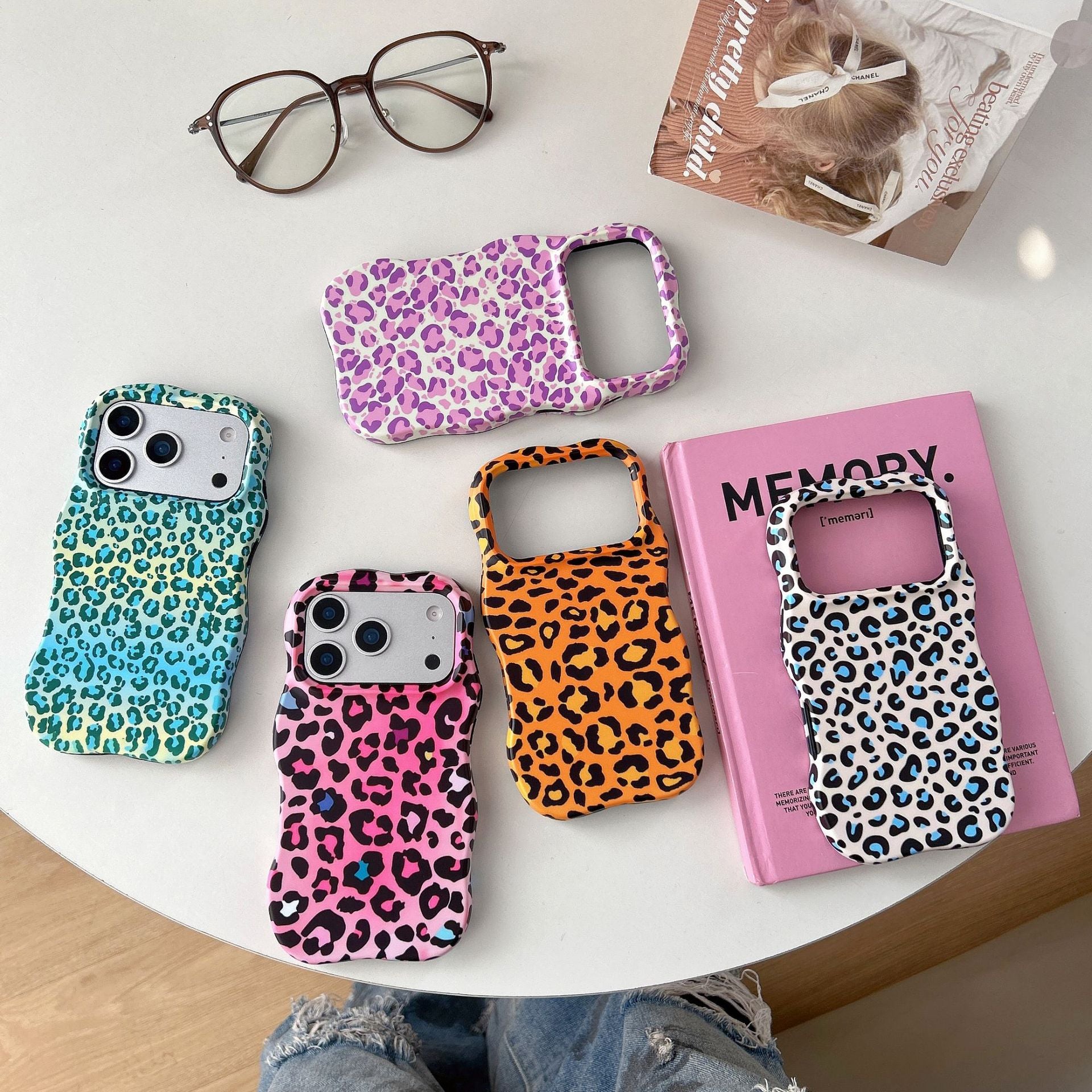 Bloc de couleur personnalisé Leopard Étui de film pour téléphone imprimé