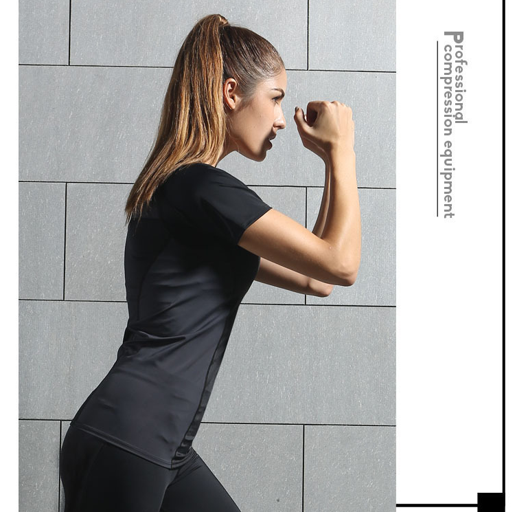 Compression sports collants à manches courtes femmes stretch vêtements de yoga en cours de séchage rapide