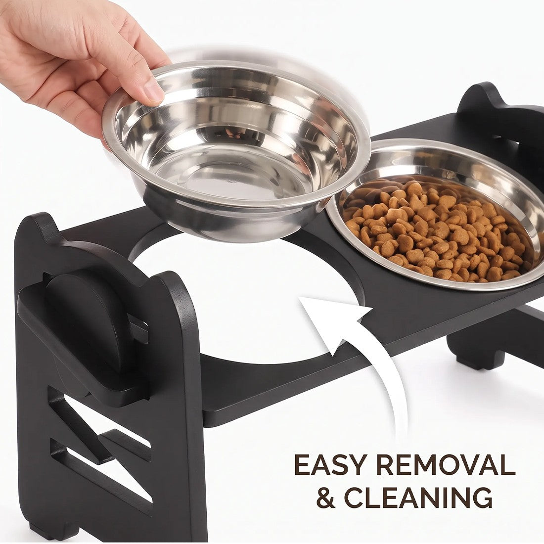 Grand chien nourriture alimentation stand station en acier inoxydable à double montant bols