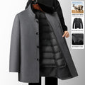 Laine pour hommes Pardessus Automne et hiver Épaisseur mi-long Linge de plume amovible