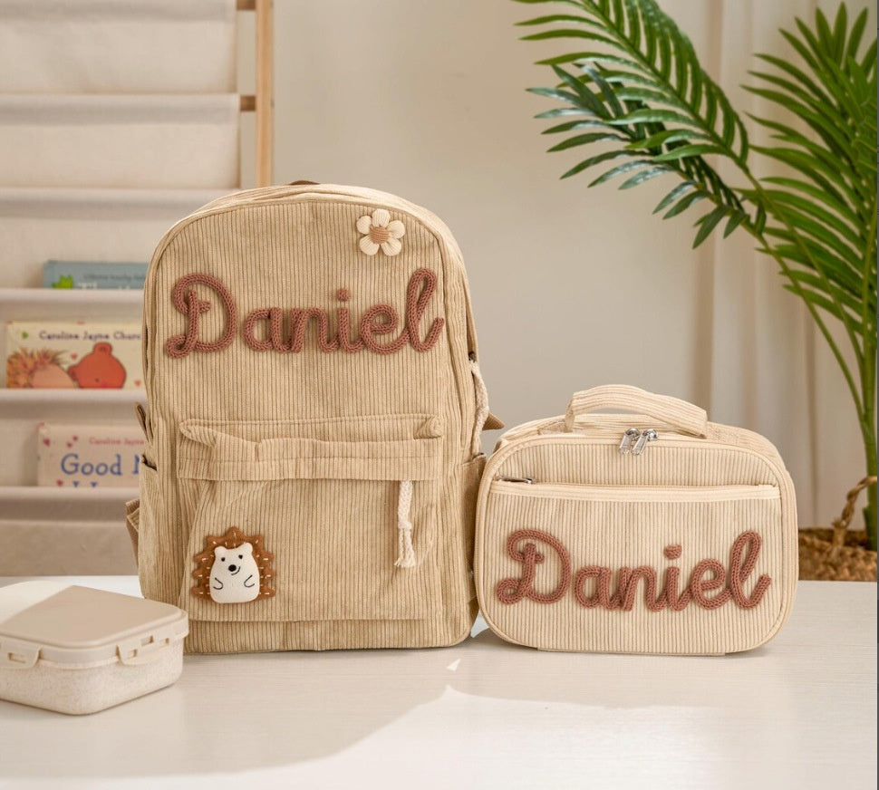 Retour à l'école Saison enfants Sac à dos et sac à lunch Set Chunky Fils fait main
