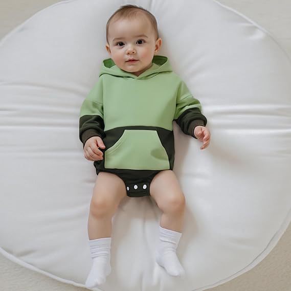 Manches longues Couleur-bloc à capuchon Onesie