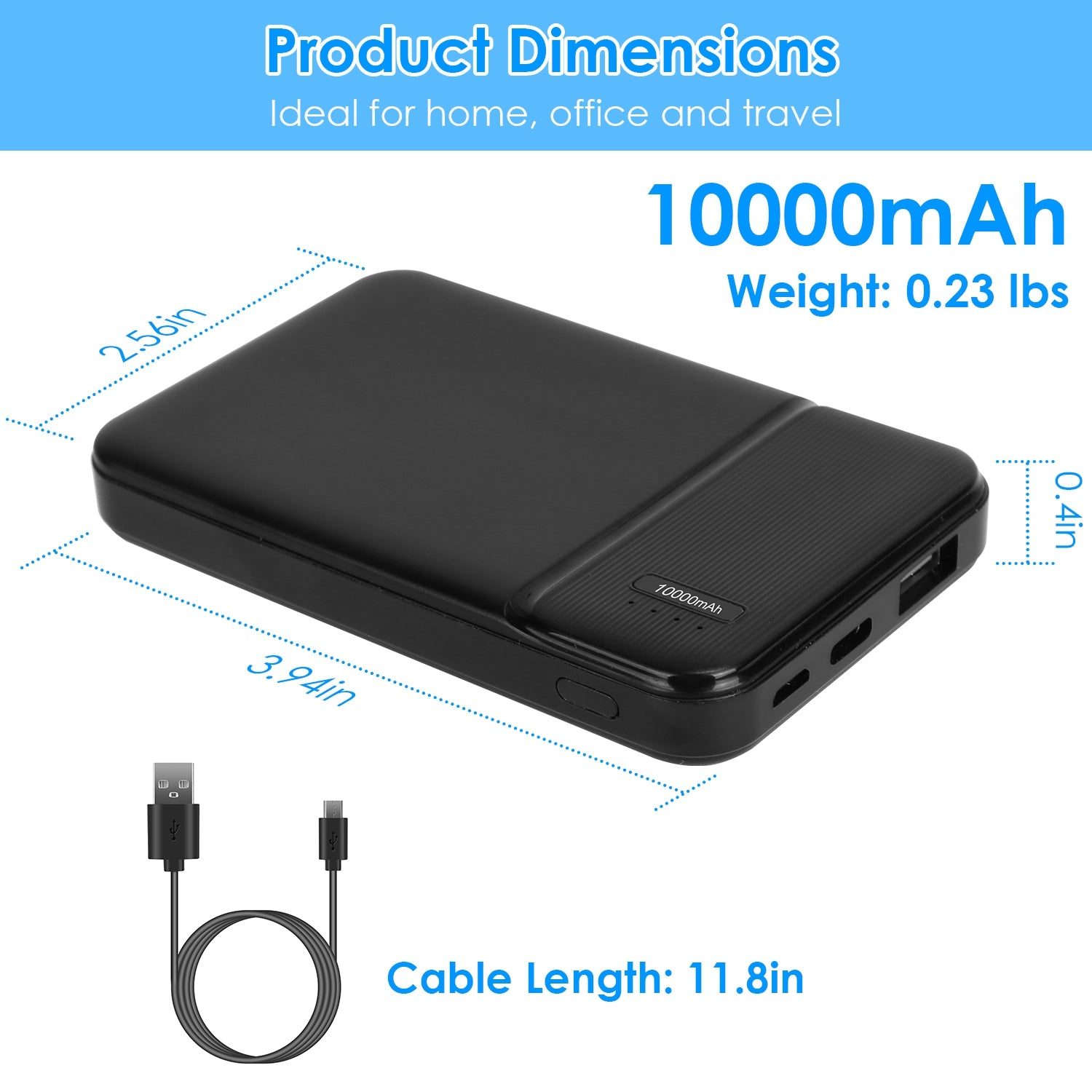 1Pc 30000mAh 20000mAh 1W MAh Chargeur d'alimentation rapide avec 1 câble USB pour IOS