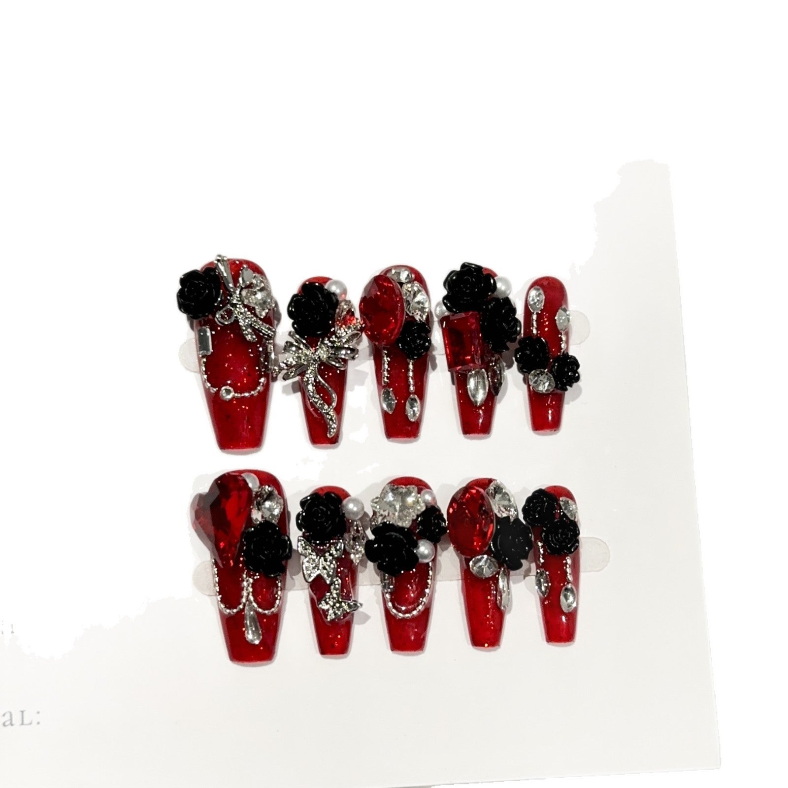 Conseils faits à la main sur les ongles longs rouge-vin pour les ongles portables
