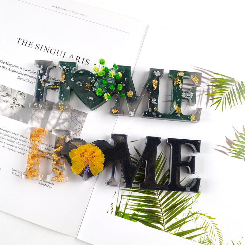 Lettre moule Epoxy moule diy Bijoux Abrasif miroir anglais amour Français mot Silicone moule