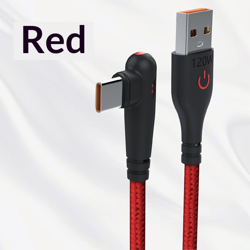 Type-C Câble de données à angle droit tressé 120W