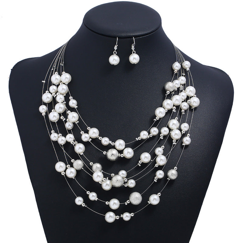 Pendentif collier en perles multicouches