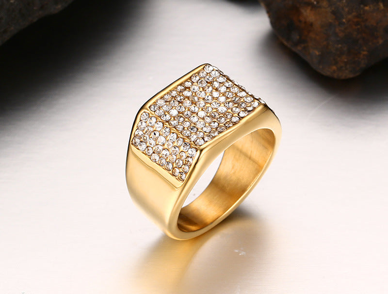 Bague en diamant en acier titane pour hommes