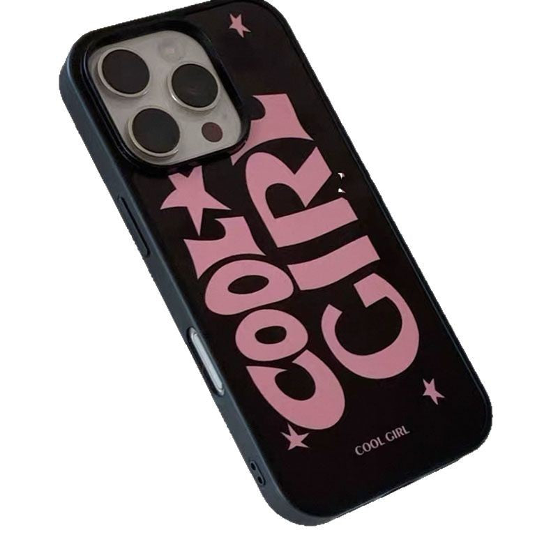 Anglais Creative Star Pattern Simple boîtier de téléphone noir