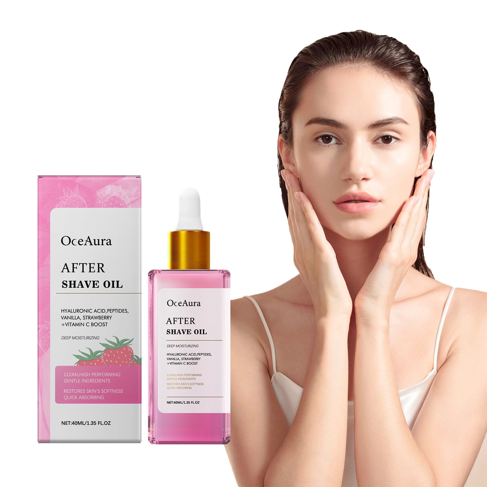Enlèvement des cheveux et réparation du rasage Huile essentielle Fraise Saveur 40ml-boîte