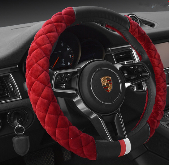 Couverture universelle de volant de voiture Hiver Décoration Mignon 38cm En peluche Empreinte Auto Automo