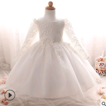 Robe fille à manches longues robe rose robe enfant robe