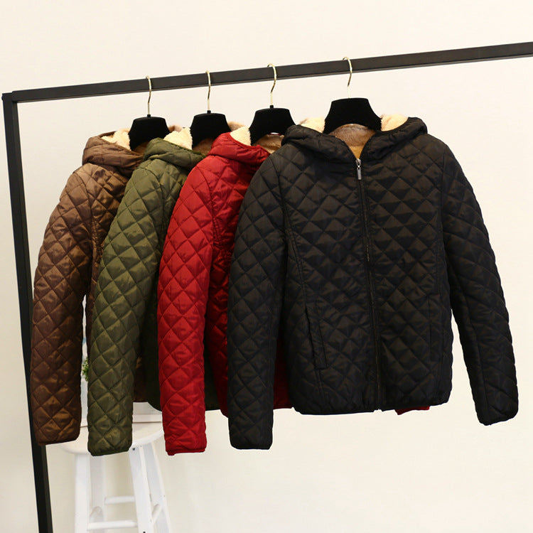 Cravate à capuche Épaisseur Lambswool Coton Coat Femmes Vêtements de dessus chauds