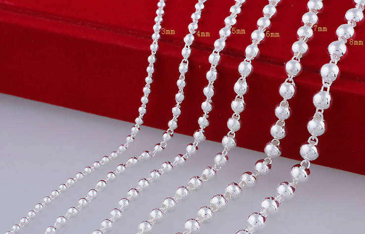 Perles rondes Collier en perles d'argent