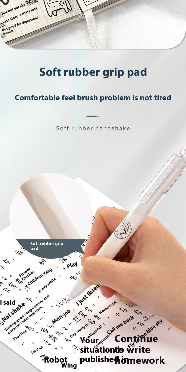 Étudiant brosse blanche à séchage rapide Questions Neutre Noir 05 Appuyez sur signet d'examen beau