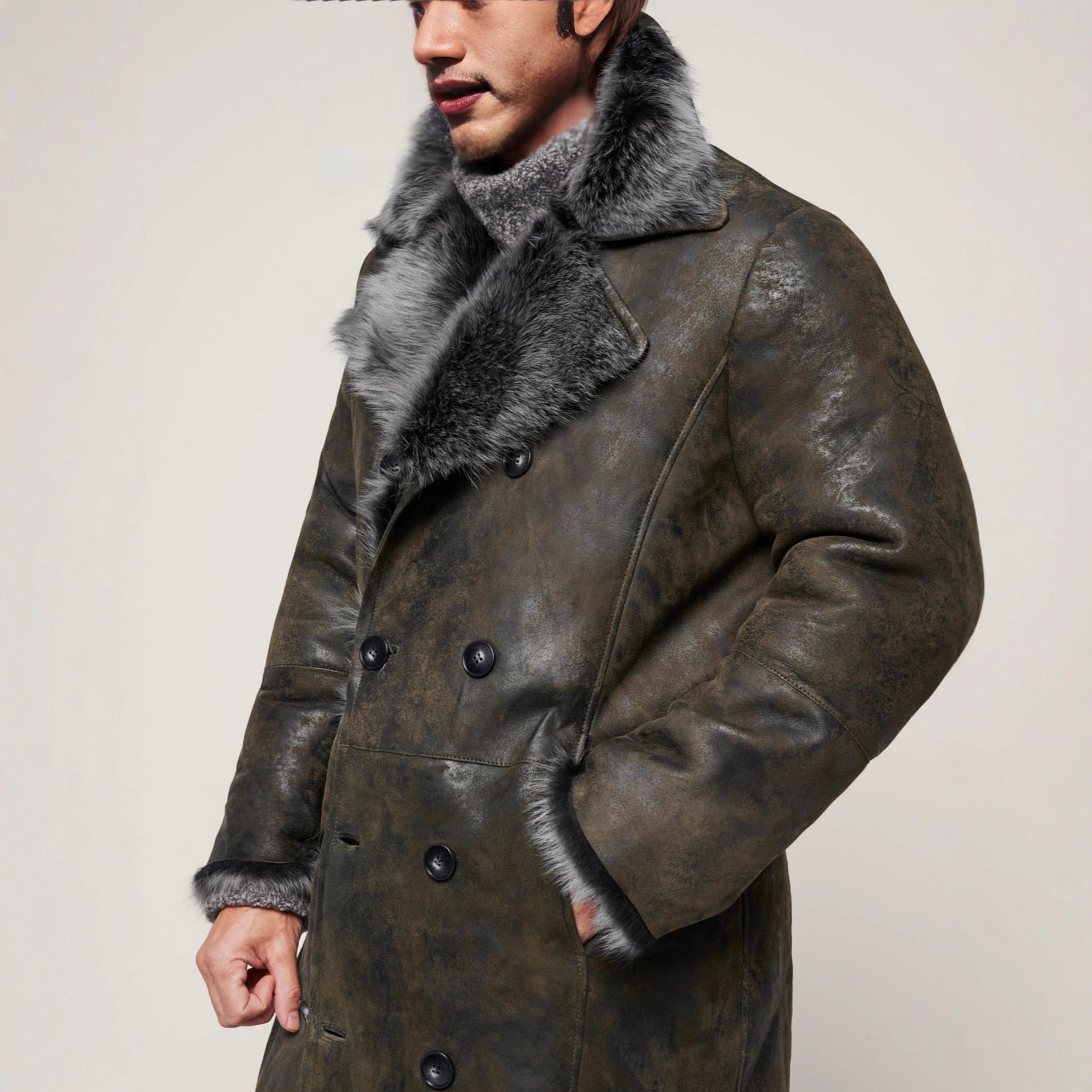 Manteau à manches longues pour hommes à deux seins