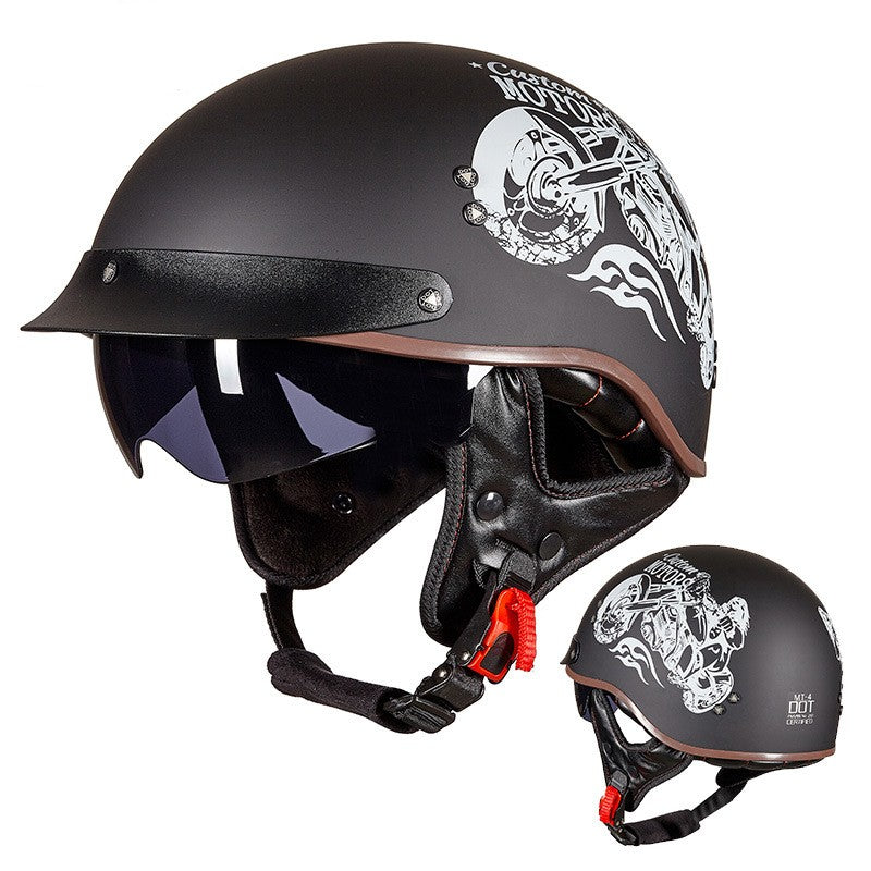 Casque respirant rétro moto