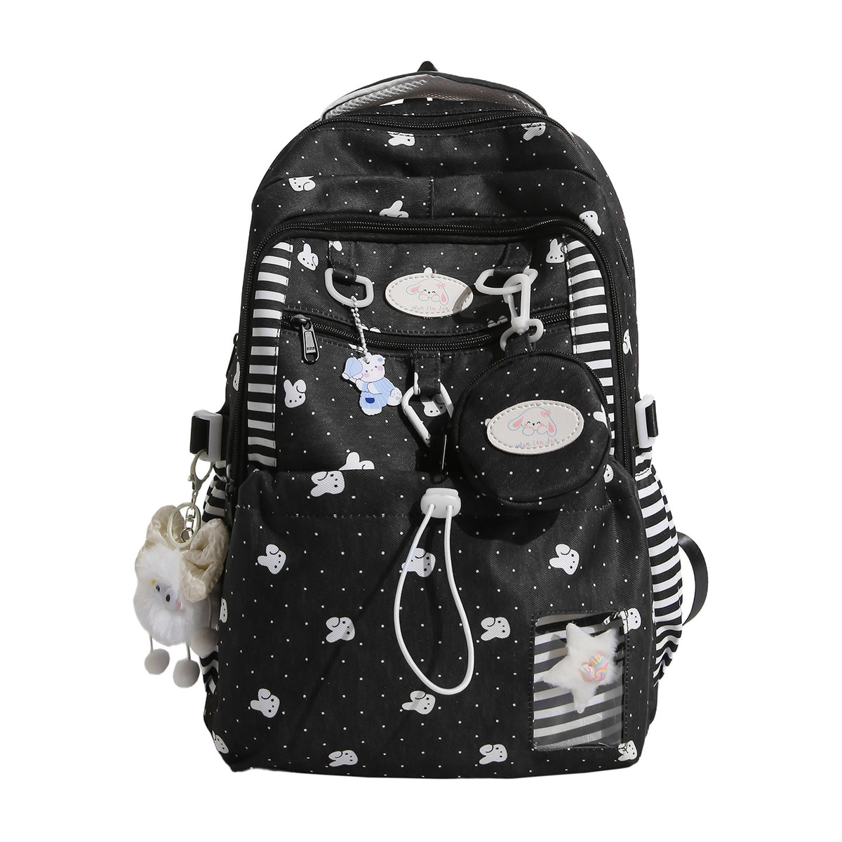 Sac à dos pour filles de style Polka-Dot Rose et Blanc