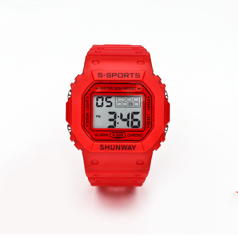 Imperméable Lumineux Petit carré Étudiant Montre électronique