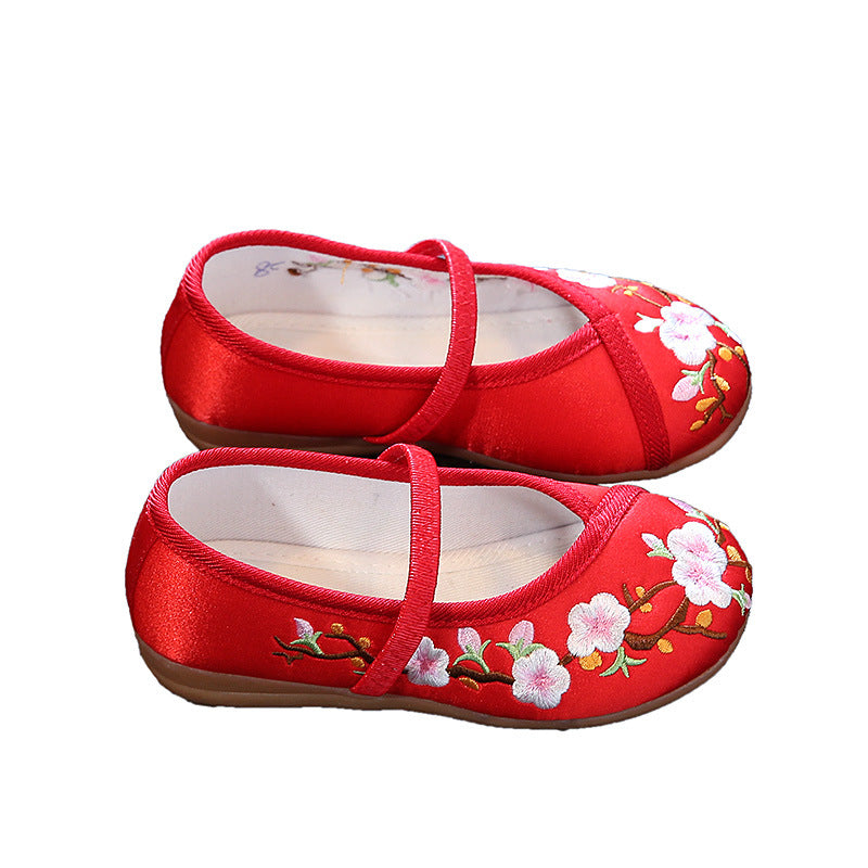 Chaussures de vêtements brodés simples et polyvalentes pour enfants
