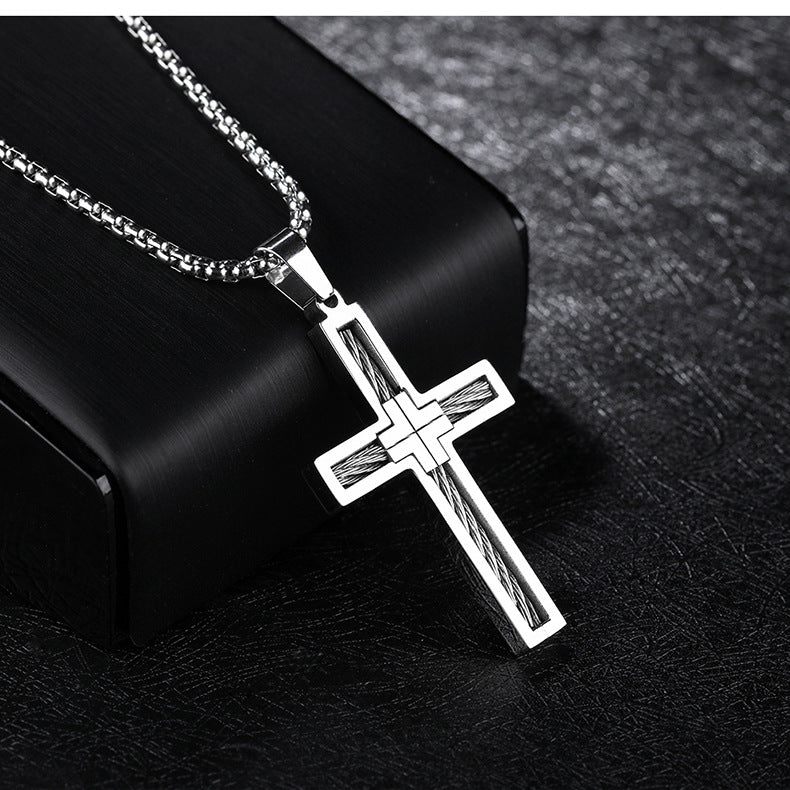 Collier pour hommes en fil d'acier de titane