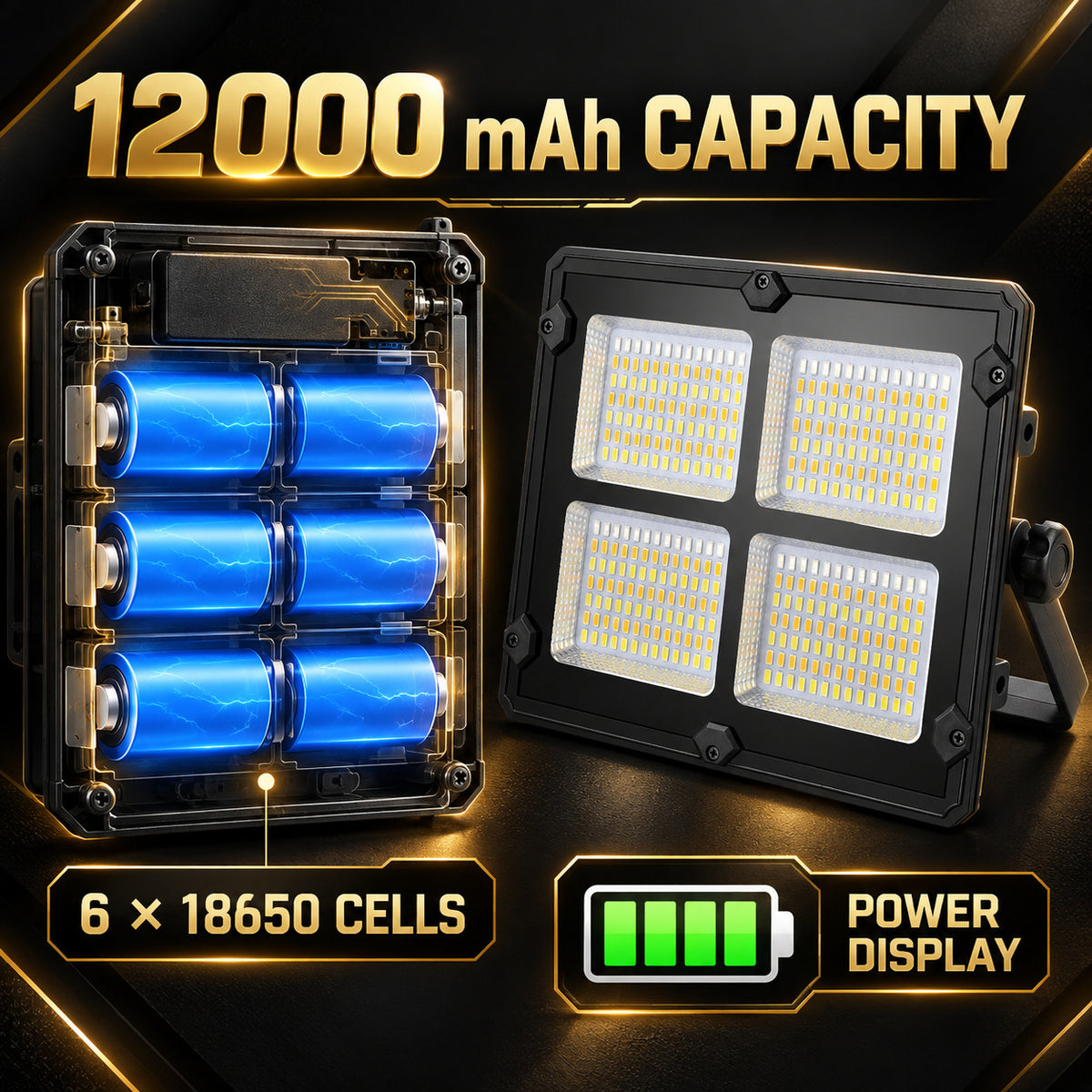 Afficheur de batterie rechargeable alimenté solaire Type C LED lumière de déluge W885 2 Bleu rouge variable