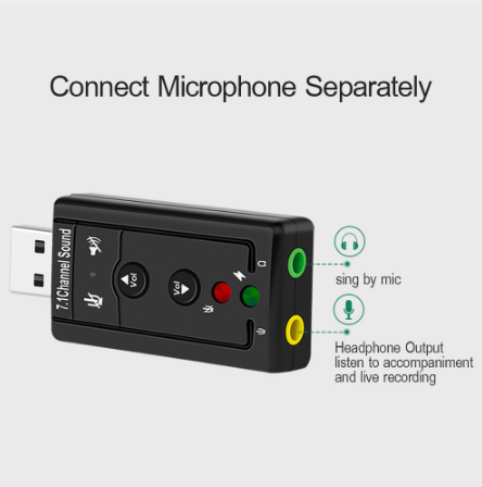 7.1 Carte son USB externe USB à Jack 3.5mm Adaptateur audio Micphone Carte son