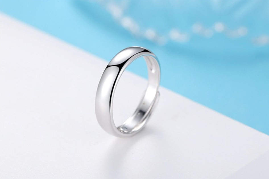 Anneau brillant simple en argent pour hommes