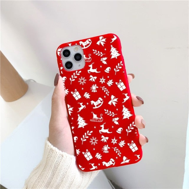 Carnet rouge de Noël cas de téléphone peint givré