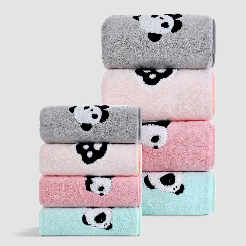 Coral Velvet Panda Broderie couvre doux et absorbant