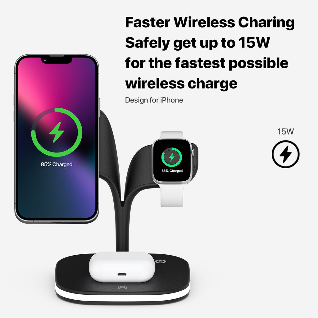 Chargeur de téléphone sans fil magnétique trois en un adapté à l'écouteur
