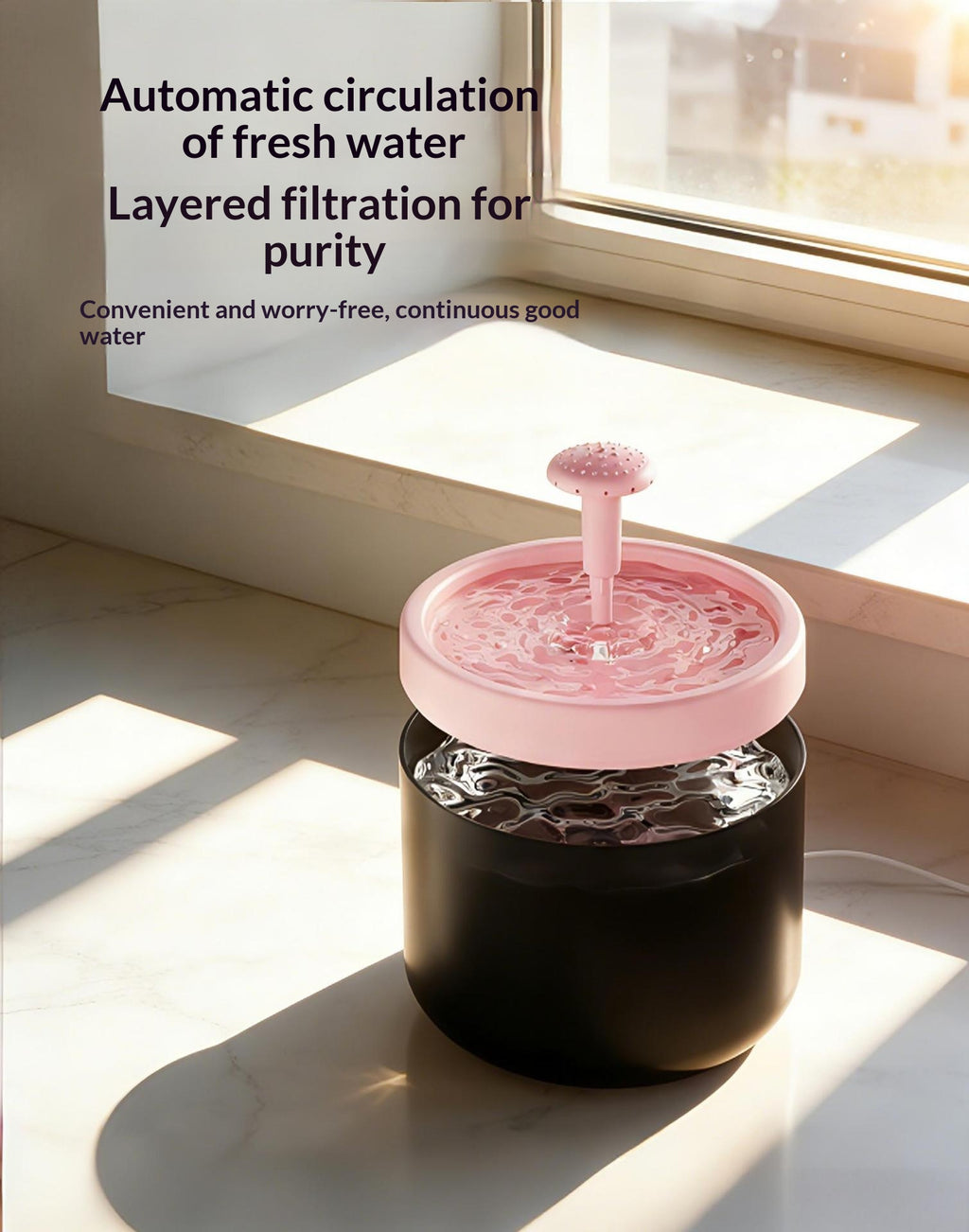Filtrage automatique Fontaine d'eau pour animaux de compagnie circulant