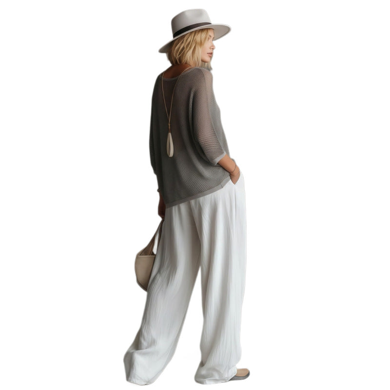 Ensemble de pantalons en coton à manches larges pour femmes