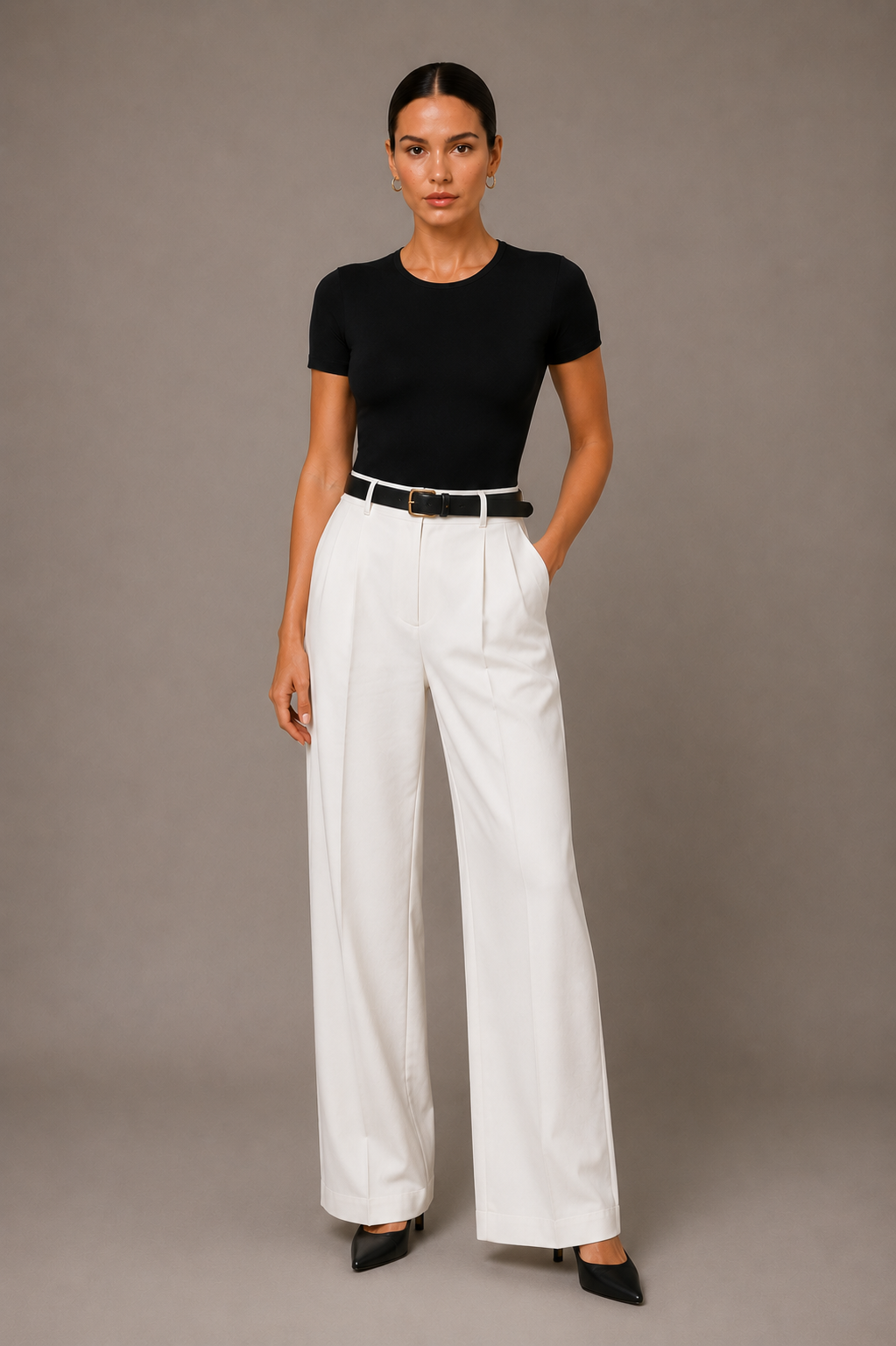 Bodysuit à manches courtes en col rond pour femmes Soft Stretch Basic Fitted One Piece Top